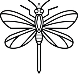Dragonfly line art vector, Dragonfly outline icon graphic