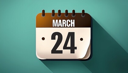 Illustration of paper calendar with date 24 March. Day and month for birthday, anniversary or appointment