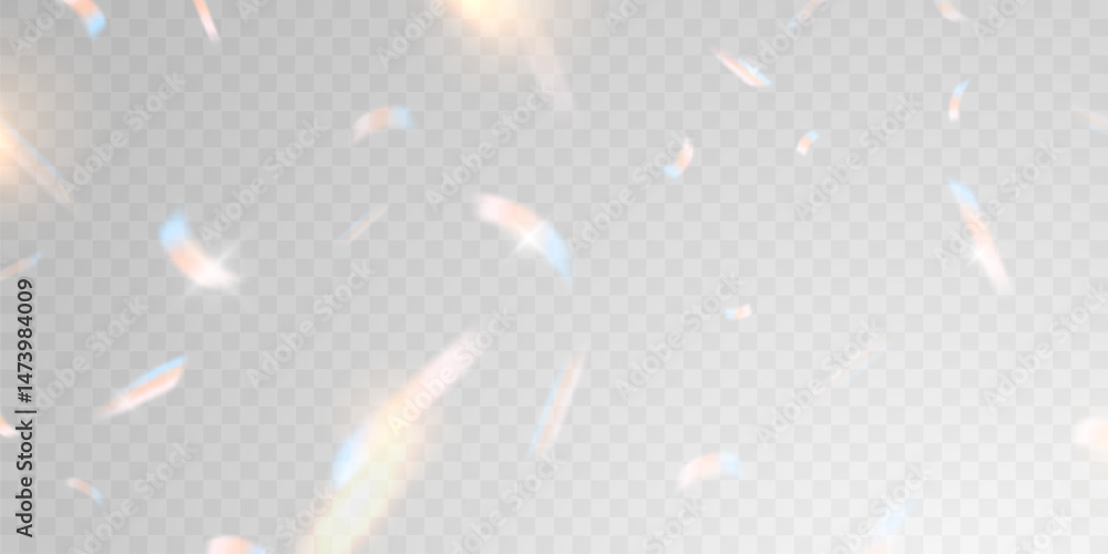Wall mural light effect and zigzag ribbon falling from above on a beam of light, tinsel vector