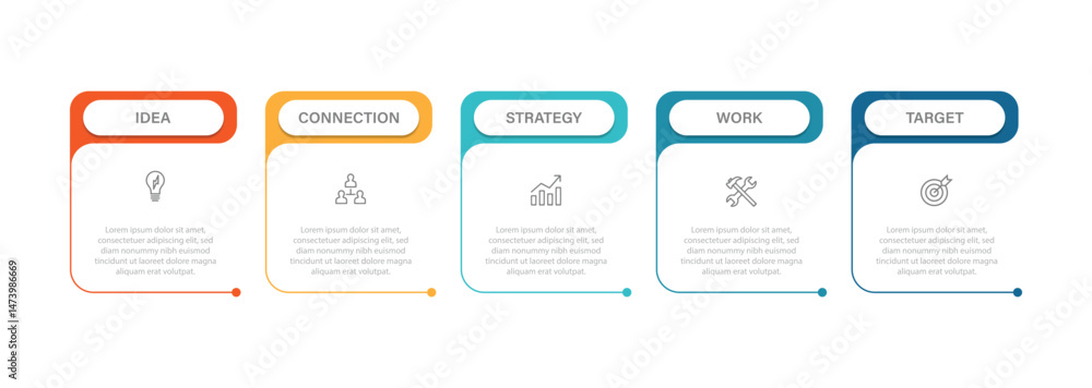 Poster business vector infographic design template with icons and 5 options or steps. can be used for proce