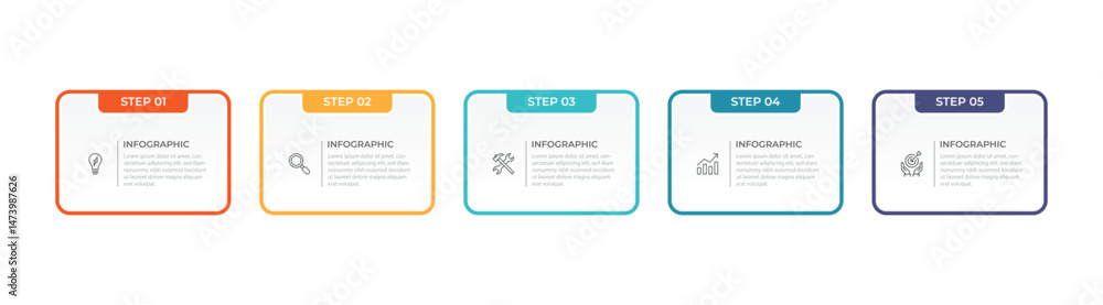 Poster business vector infographic design template with icons and 5 options or steps. can be used for proce