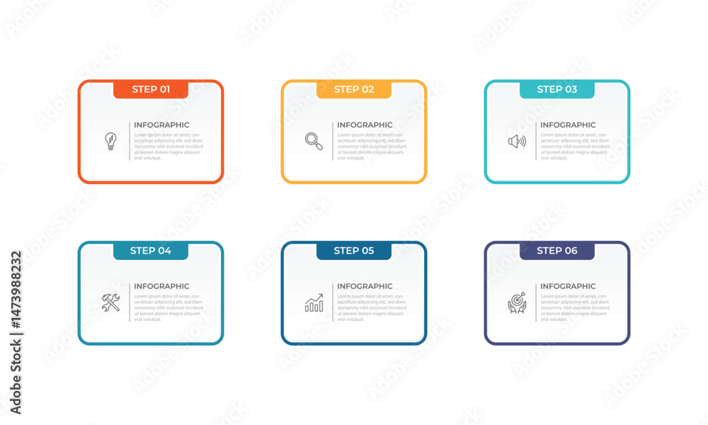Poster business vector infographic design template with icons and 6 options or steps. can be used for proce