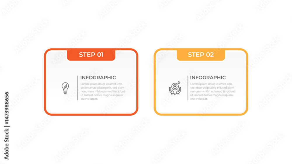 Poster business vector infographic design template with icons and 2 options or steps. can be used for proce