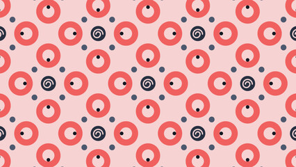 Circles and eye motifs form a seamless repeating pattern.