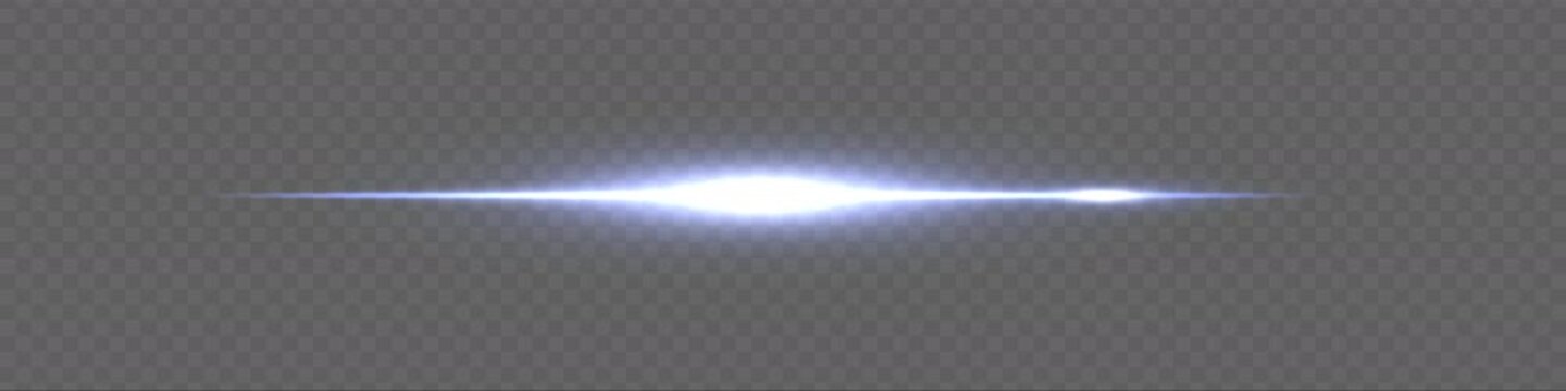 Soft Blue flare line with subtle glow on transparent background. Minimalist light effect for sci-fi or tech design.