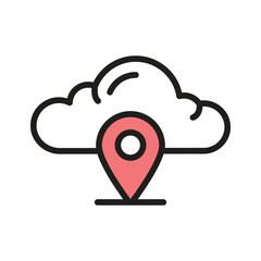 A cloud with a location pin, symbolizing localized weather updates.