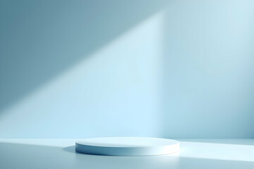 Serene Showcase, Minimalist Platform Scene with Gentle Gradations, Perfect for Product Presentations and Artistic Visualizations, Lit Softly for Subtle Elegance