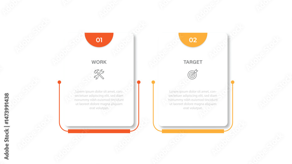 Poster business vector infographic design template with icons and 2 options or steps. can be used for proce