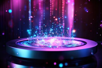 Obraz premium Abstract display of swirling, vibrant light and particles.