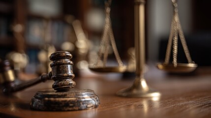 Justice Scales and Gavel: Symbols of Law and Order