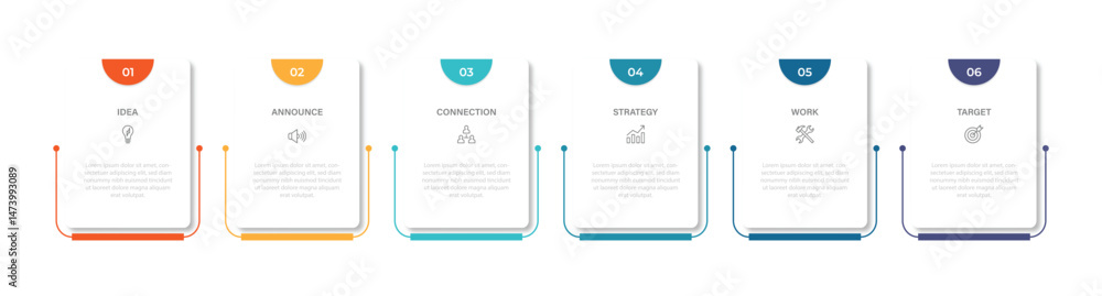 Poster business vector infographic design template with icons and 6 options or steps. can be used for proce