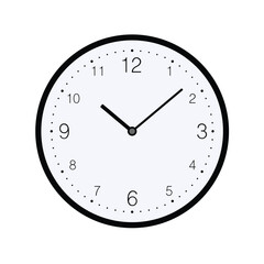 Flat round clock. Vector illustration isolated on white background