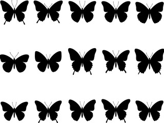 butterfly silhouettes vector, Butterfly Silhouettes, Set of butterfly silhouettes. isolated vector on white background.