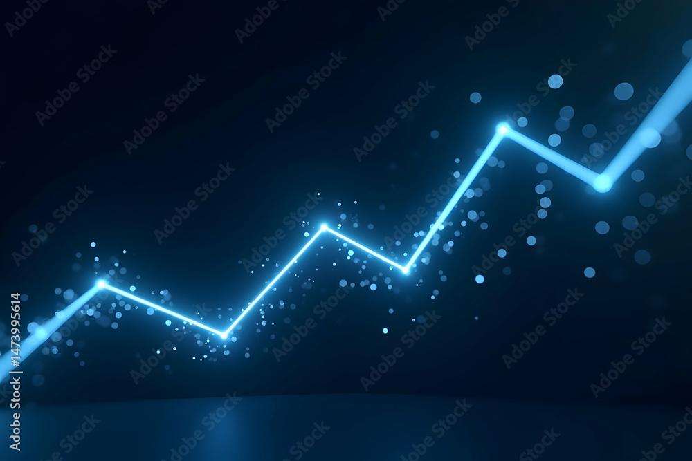 Poster sleek futuristic graph depicting a vibrant trend, visualizing growth and success with dynamic lines 