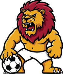 Fierce Soccer Lion Ready to Dominate the Game