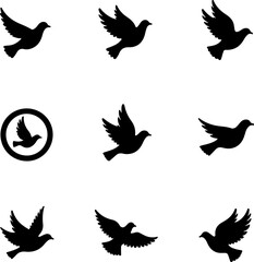 Obraz premium Christian Faith Icon Set – Church, Cross, Prayer & Bible Silhouettes