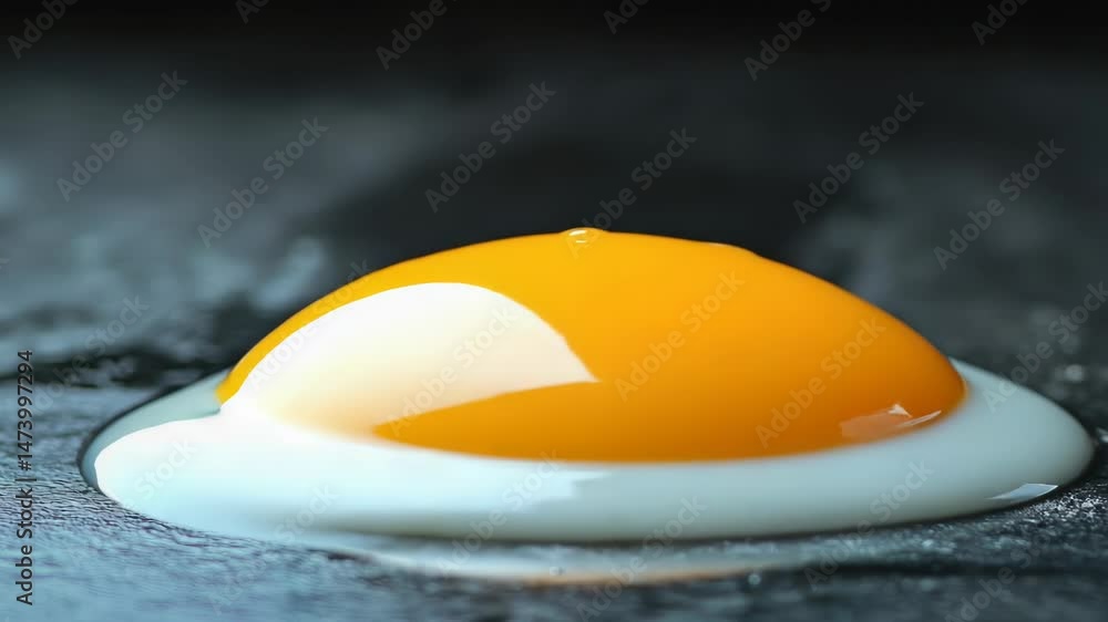 Poster A single orange egg placed on a table with a simple background