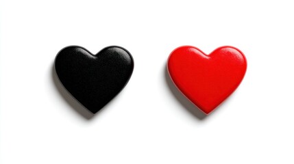 Fototapeta premium Red and Black Hearts: A Study in Contrasts