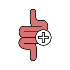 Intestine icon. Bowel symbol. Human anatomy, guts or intestinal tract vector illustration.