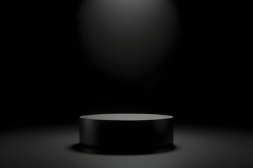 Sophisticated display, Sleek black podium illuminated against a gradient emphasizing minimalist elegance, presenting a luxurious and exclusive presentation platform