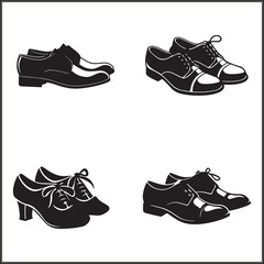 Tap Shoes Silhouette Set Clipart