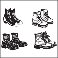 Hiking Boots Silhouette Clipart