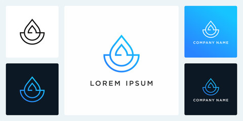 Line waterdrop with letter a abstract logo