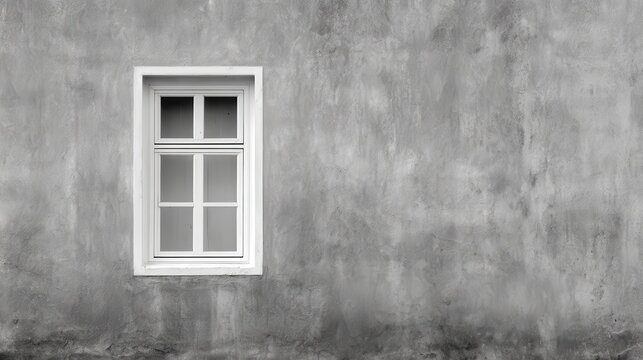 A stunning image of white window in a concrete wall.