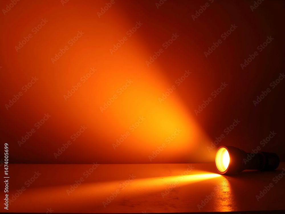 Poster striking lava-orange gradient with radiating light, creates a dynamic and energetic visual experienc
