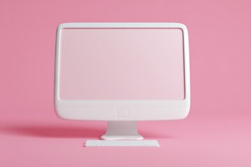 Minimalist White Computer on Pink Background
