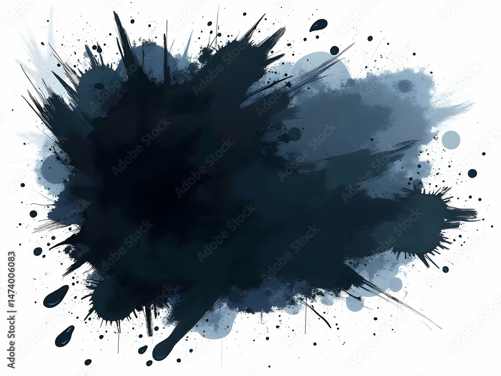Poster striking visual, a high-contrast abstract composition featuring grunge brush strokes and dynamic spl