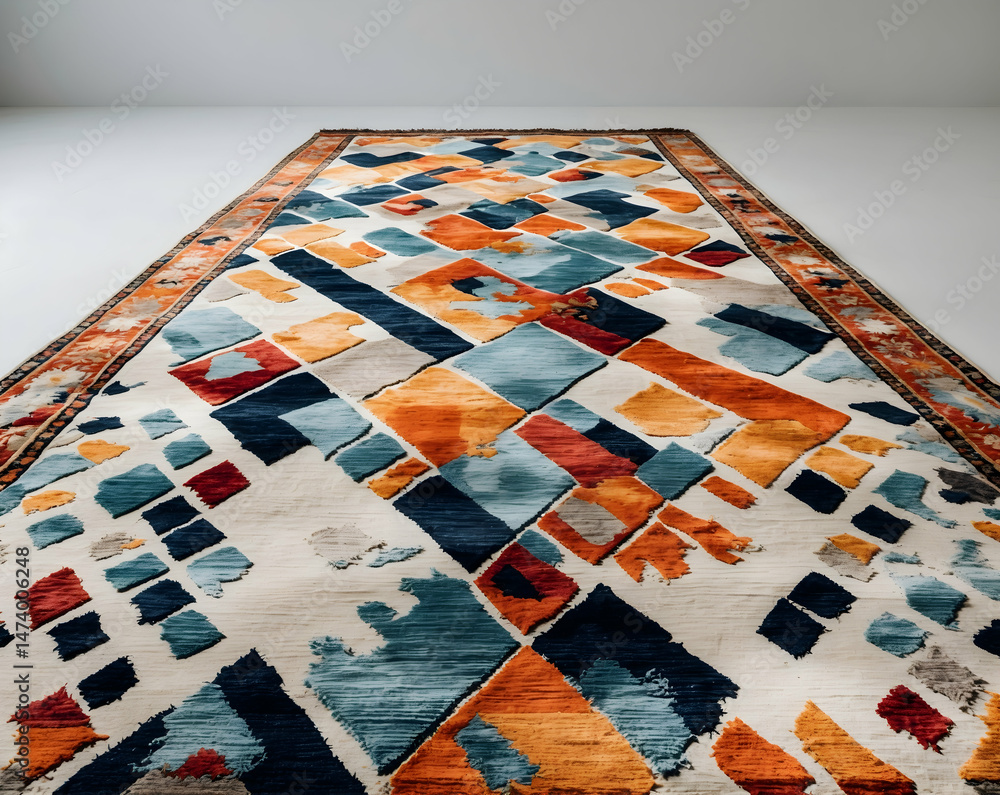 Poster stunning abstract patterned area rug featuring a modern design with vibrant colors, perfect for addi