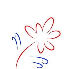 Red flower on white background 