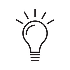 light bulb icon on white background. Idea symbol. Electric lamp, light, innovation, solution, creative thinking, electricity.