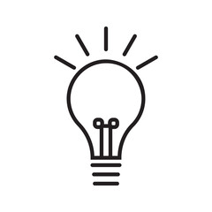 light bulb icon on white background. Idea symbol. Electric lamp, light, innovation, solution, creative thinking, electricity.