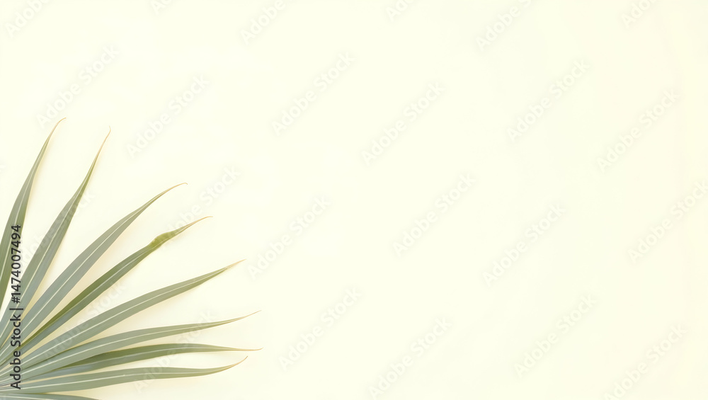 Poster subtle elegance of curved palm leaves creating a minimalist natural design with a soft, muted palett