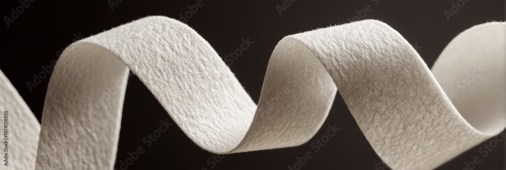 Leinwandbilder Elegant White Ribbon Loop With Delicate Paper Texture Showcasing a Unique Design Against a Dark Background