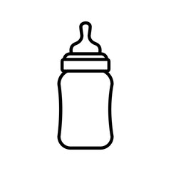 Baby milk bottle doodle hand drawn icon. Outline drawing baby milk bottle line clipart symbol. simple white background