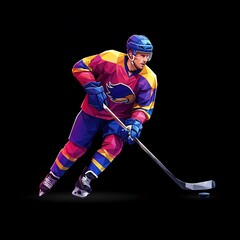 Fototapeta premium Ice Flow: Polygonal Hockey AI Generated
