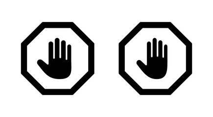 Stop icon vector. stop road sign. hand stop sign and symbol. Do not enter stop red sign with hand
