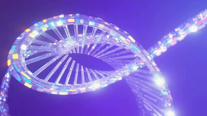 幻想的な紫宙に煌めくDNA螺旋構造が放つ、未来生命科学と芸術の神秘的躍動美と融合する軌跡｜奇跡の瞬間 - Powered by Adobe