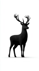 Obraz premium Elegant Black Deer Statue Standing Against White Background