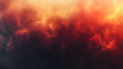 Dramatic, fiery cloudscape of varying tones.
