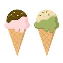 Colorful Ice Cream Cones with Sprinkles – Cute Cartoon Dessert Illustration