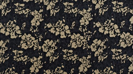 Elegant Black and Gold Floral Pattern Design for Textile and Wallpaper Applications