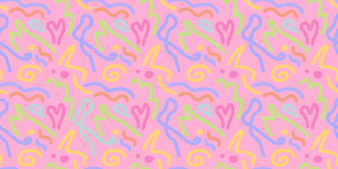 Cover design for kids, drawn doodles. Seamless pattern for cover, banner, flyer, poster, brochure and other design.