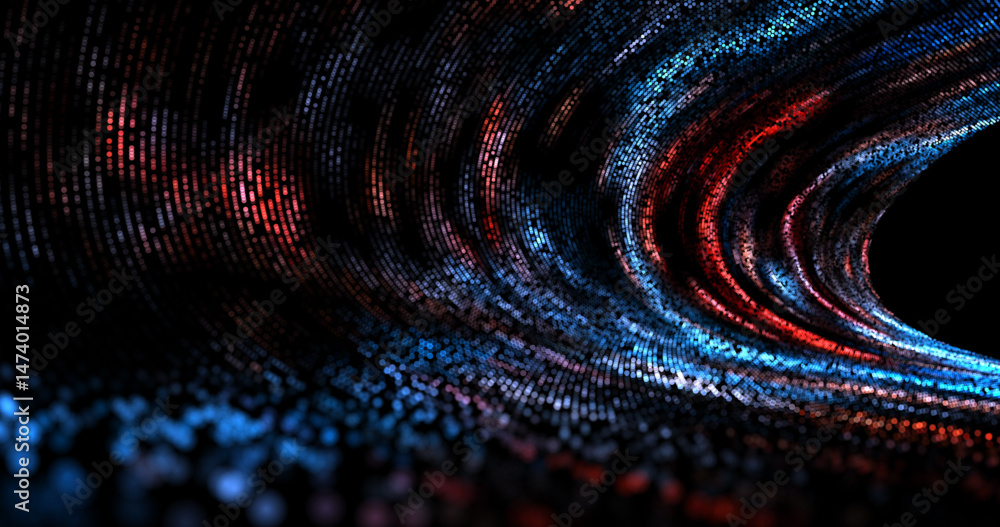Poster abstract background with stripes of different colors and gradients. particles in motion. technologie