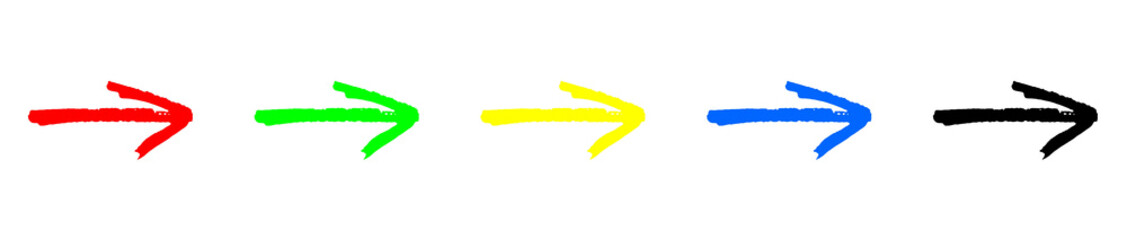 Obraz premium Sammlung von gemalten Pfeilen in 5 Farben