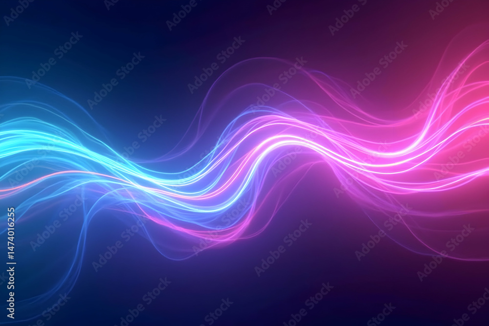 Poster vibrant abstract, a mesmerizing display of high-contrast curved gradient energy streams, radiating e