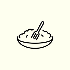 Cereal icon. Cooked cereal or rice in the bowl. Eating and cooking. Lunch or dinner. Healthy eating. Vector